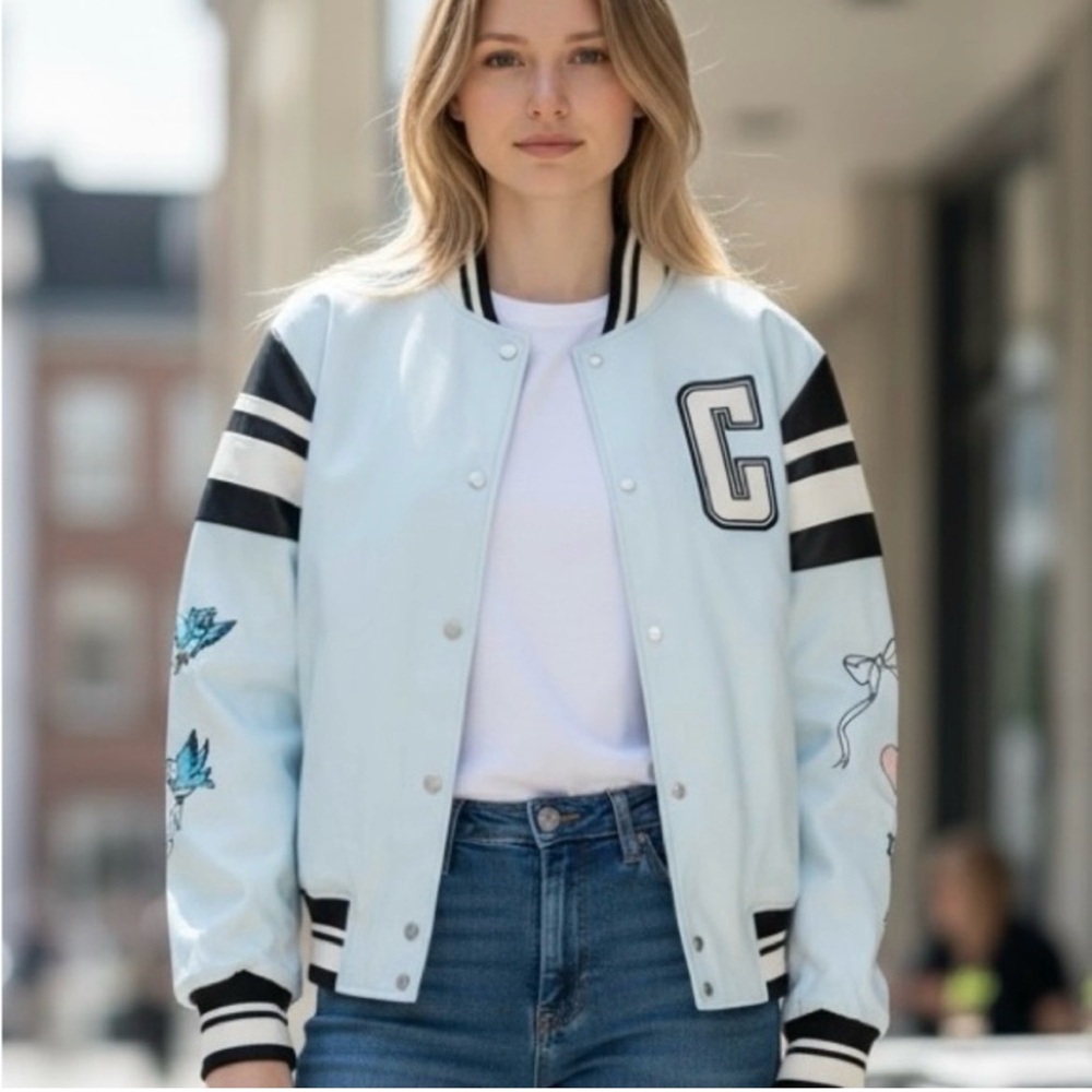 Forever 21 - Disney Cinderella Light Blue Varsity Jacket with Black & Cream Trim - Picture 3 of 4